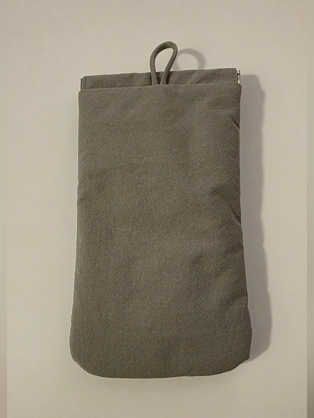 Muji Wrinkled Nylon Self-Closing Flat Pouch - Medium - Grey